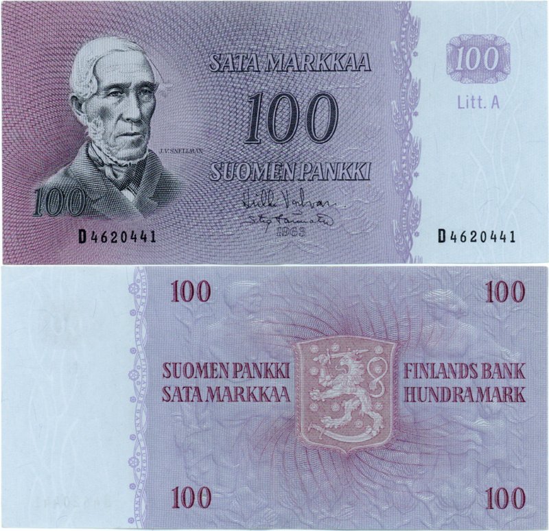 100 Markkaa 1963 Litt.A D4620441